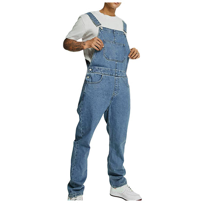 Light Blue Denim Big Pockets Men's Overalls Workwear