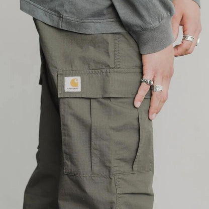 Cargo pants, large pockets, loose-fitting casual long pants, suitable for couples, city boy style.