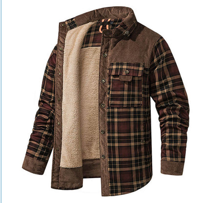 Camisa a cuadros de talla grande chaqueta de algodón tibio