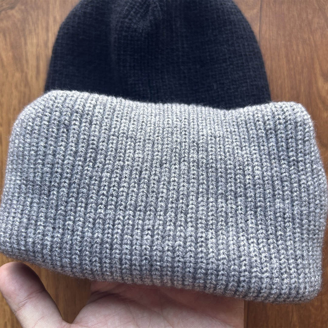 outdoor Brodeo Beanie Men's Woolen Hat Double-layer Thickened Ear Protection Warm Hat, Reversible Knit Cap