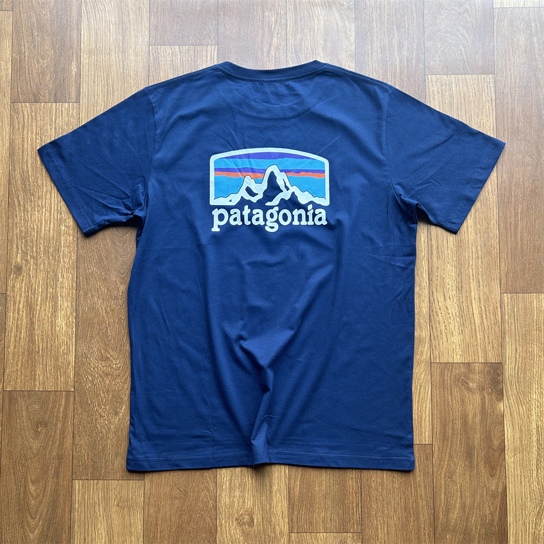 Patagonia Responsibili-Tee Mountain Print Outdoor Cotton Short Sleeves