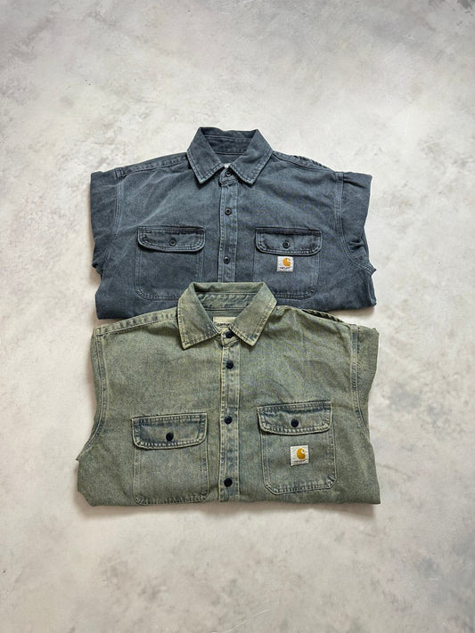 Carhartt Wip 25s Vintage Washed Distressed Michigan Double Pocket Long-sleeved Shirt/jacket