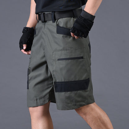 Multi-bolso de vários zípers de secagem rápida de camuflagem à prova d'água shorts homens