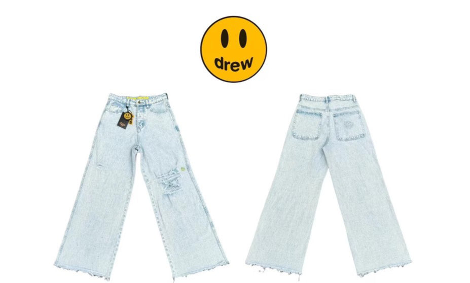 DREW house mini smiley face logging embroidery carpenter jeans unisex new top version