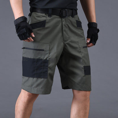 Multi-bolso de vários zípers de secagem rápida de camuflagem à prova d'água shorts homens