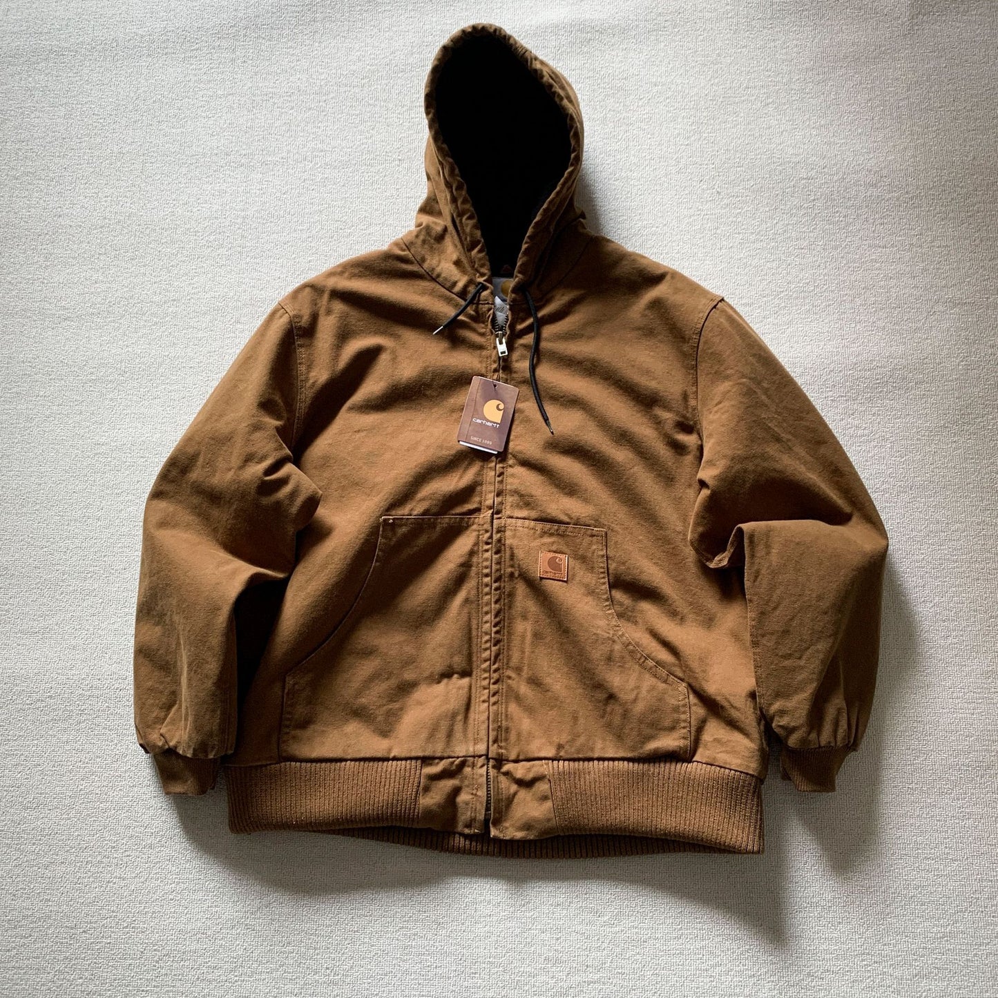 Vintage J130 washed distressed hooded zip-up jacket/padded coat