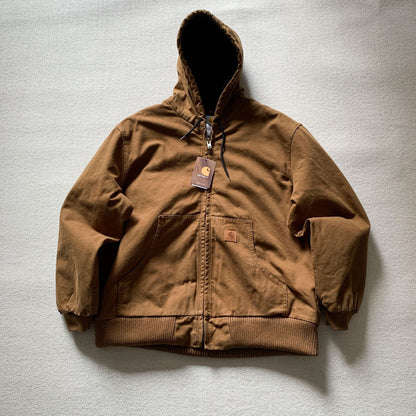 Vintage J130 washed distressed hooded zip-up jacket/padded coat