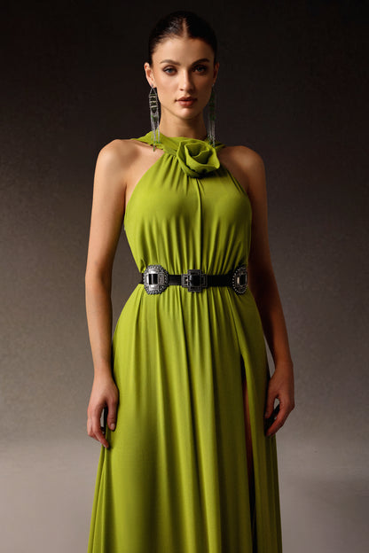 Ärmelloses Maxikleid von Naleza mit Blumenmuster und Schlitz