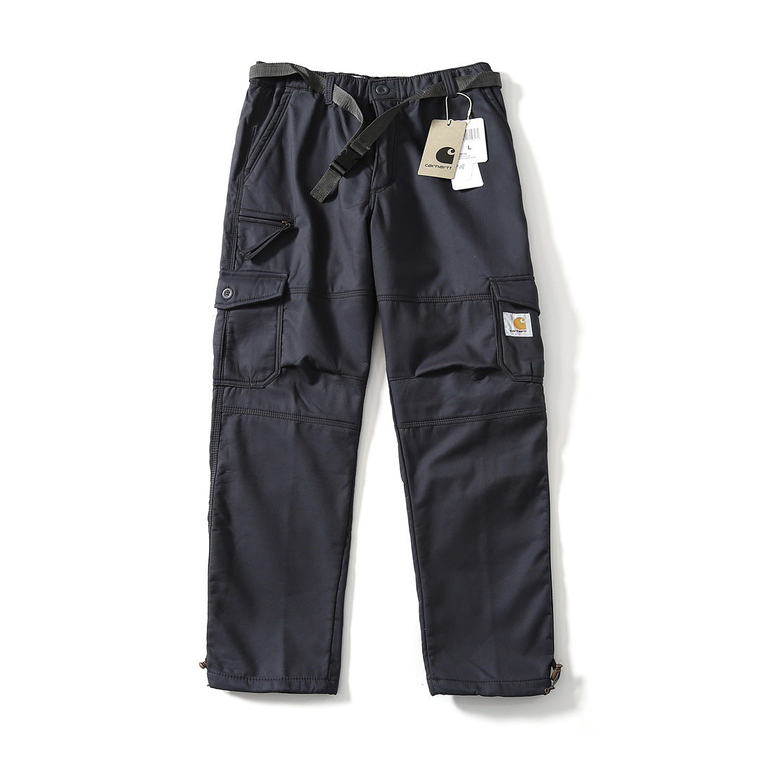 Carhartt Fleece-Lined Thickened Work Pants, Outdoor Functional Straight Leg Cargo Pants