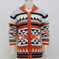 Lapel jacquard Retro Design Cardigan Men Sweater