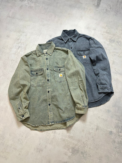 Carhartt Wip 25s Vintage Washed Distressed Michigan Double Pocket Long-sleeved Shirt/jacket