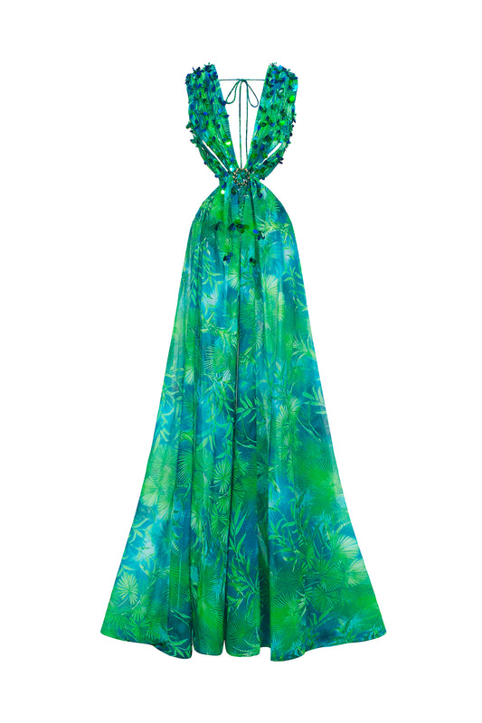 Yoland Maxikleid mit Print und Verzierungen