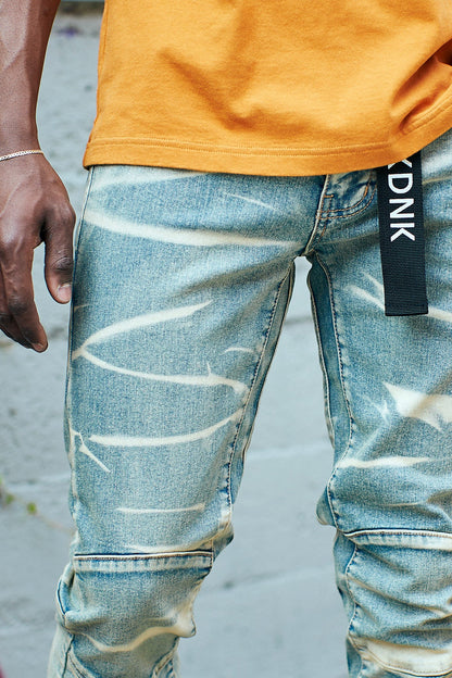 Men's stacked jeans zippers flared pants