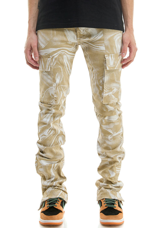 Camo Mens Stacked Pants 5-pocket  Flared Look