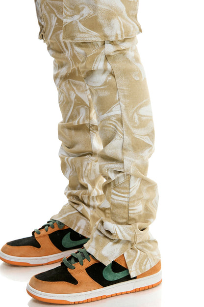 Camo Mens Stacked Pants 5-pocket  Flared Look