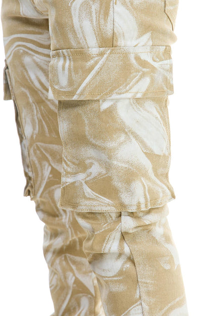 Camo Mens Stacked Pants 5-pocket  Flared Look