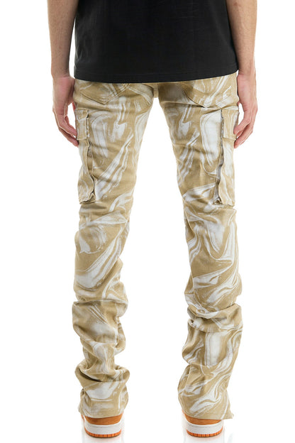 Camo Mens Stacked Pants 5-pocket  Flared Look