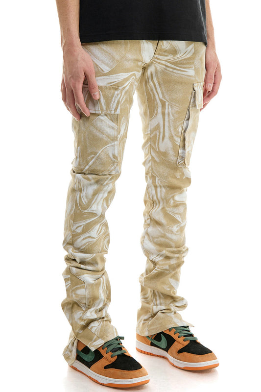 Camo Mens Stacked Pants 5-pocket  Flared Look