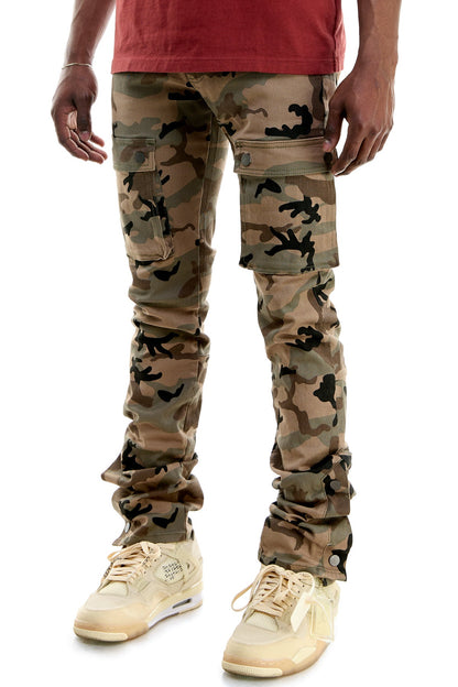 Camo Skinny Men's Stacked Pants Stretch Twill