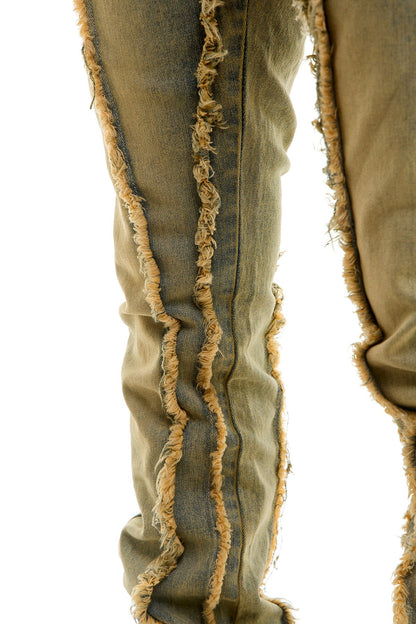 Men Stacked Jeans in Stretch Tinted Denim