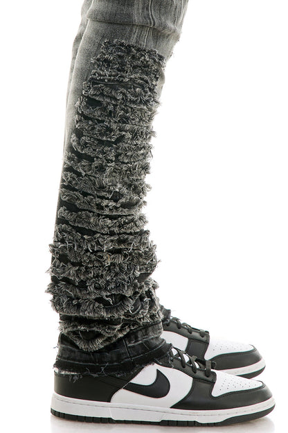 بنطال جينز ريترو ستايل بلمسة نهائية ضيقة ومكدسة للرجال