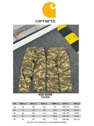 Carhartt Camo Cargo Pants Unisex Loose Fit Denim Workwear Streetwear High Street Japanese Style