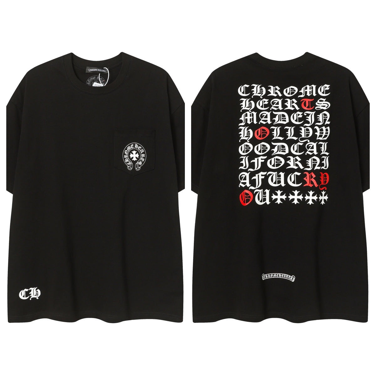 Chrome Hearts Cross Color Patch Print Short Sleeve T Shirt High Quality Street Fashion