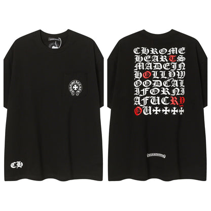 Chrome Hearts Cross Color Patch Print Short Sleeve T Shirt High Quality Street Fashion