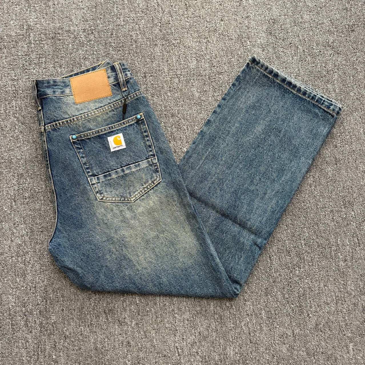 Carhartt Summer New American Street Style Washed Denim Pants Fashion Versatile High Street Loose Lazy Style Long Pants