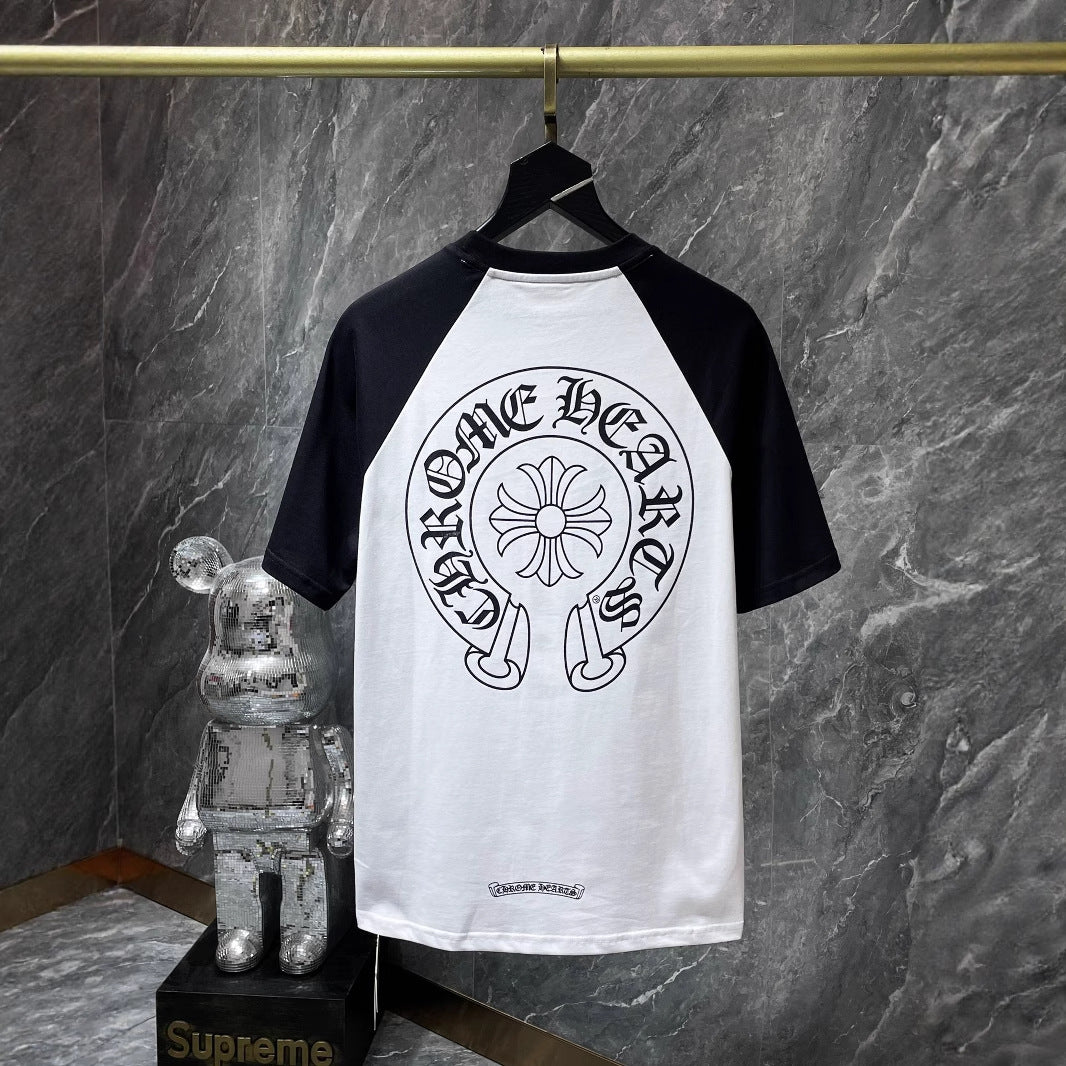 Chrome Hearts Cross Flower Sanskrit Patch Short Sleeve T-Shirt Unisex Streetwear