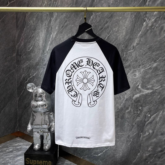 Chrome Hearts Cross Flower Sanskrit Patch Short Sleeve T-Shirt Unisex Streetwear