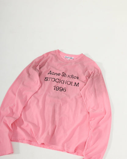 Acne Studios Distressed Washed Long Sleeve Vintage Unisex T-Shirt Sun Protection High Quality