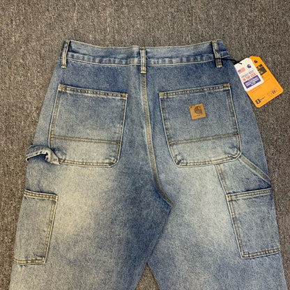 Vintage Carhartt Carpenter Jeans Loose Straight Leg High Street Distressed Japanese Workwear Style Denim Pants