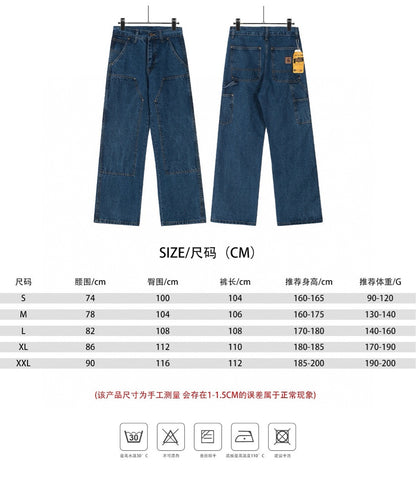Carhartt B17 Loose Fit Heavy Washed Denim Work Pants High Quality American Style Carpenter Jeans