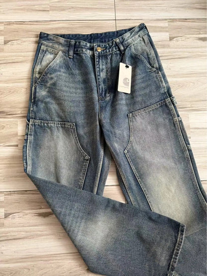 Carhartt Workwear Multi Pocket Cleanfit Denim Pants Vintage American Retro Lumberjack Casual Trousers