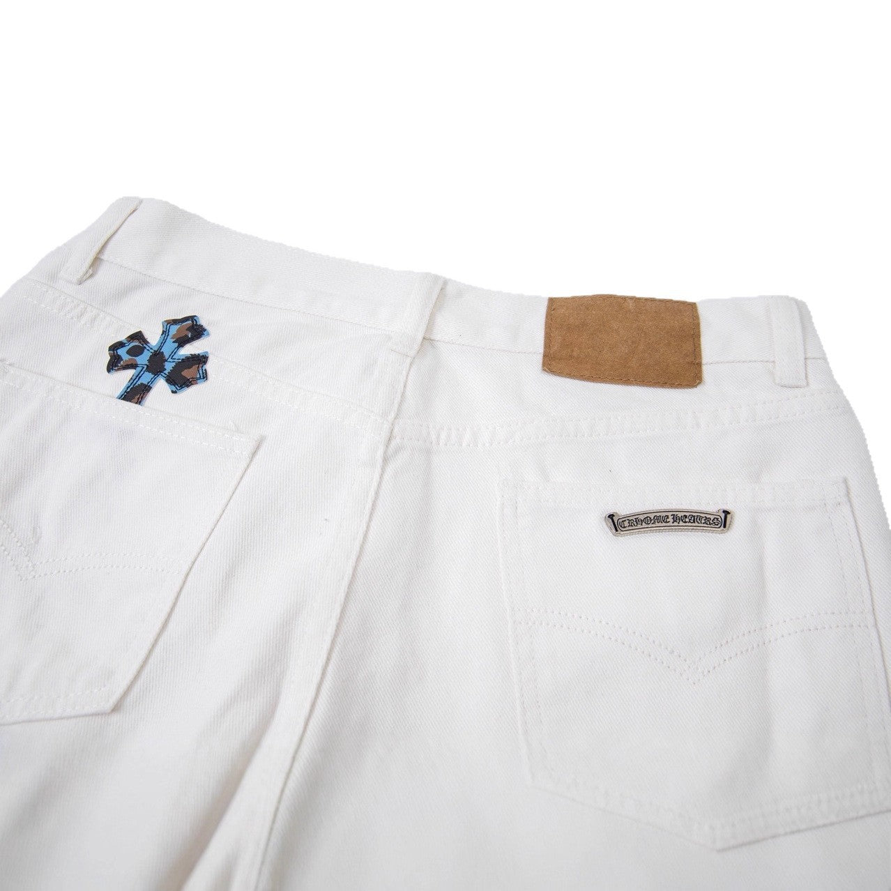 Chrome Hearts Cross Patchwork Distressed Jeans High Street Fashion for Men Women