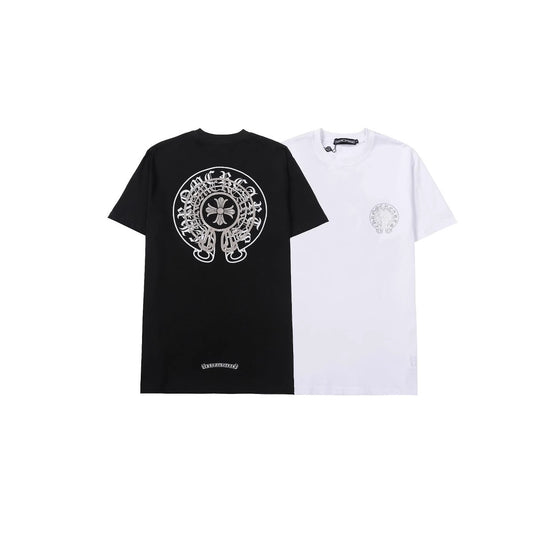 New Chrome Hearts Ghost Print T-Shirt Cotton Unisex Short Sleeve Cross Design Fashion Streetwear