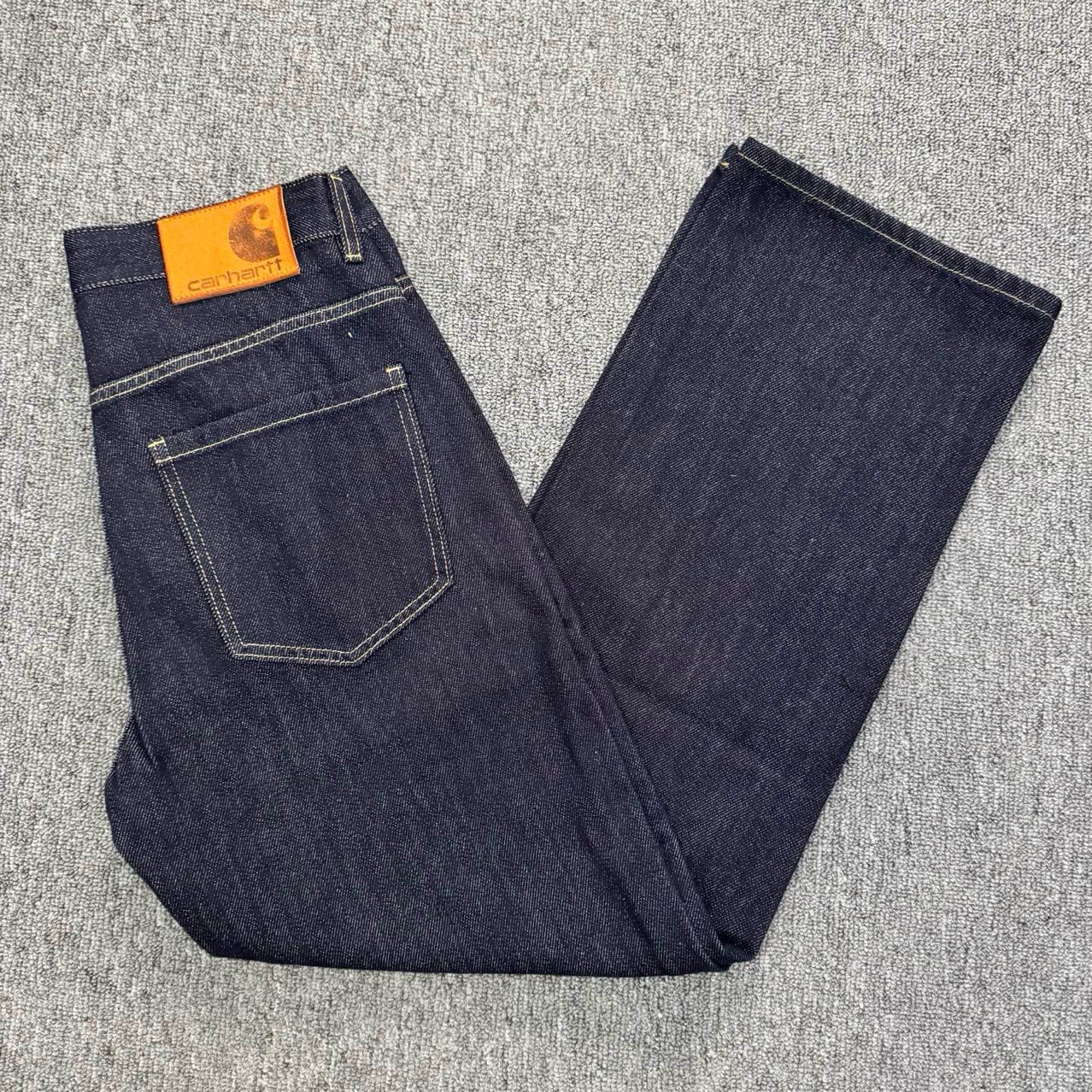 Trendy Carhartt Japanese Style Washed Straight Leg Jeans Spring Summer Casual White Denim Pants Simple and Fashionable