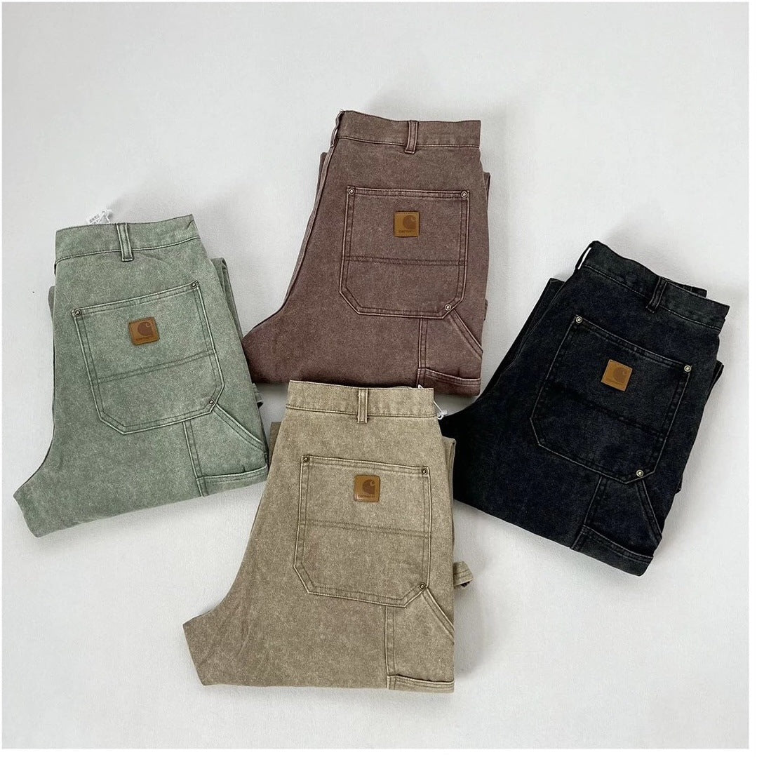 Carhartt B136 Heavyweight Washed Distressed Double Knee Canvas Work Pants Unisex Vintage Carpenter Trousers