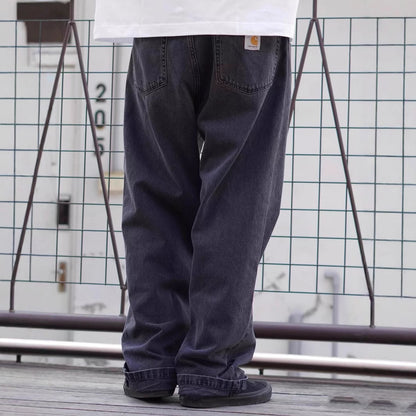 美式复古街头滑板宽松直筒嘻哈深蓝色多巴胺水洗牛仔裤长裤阔腿