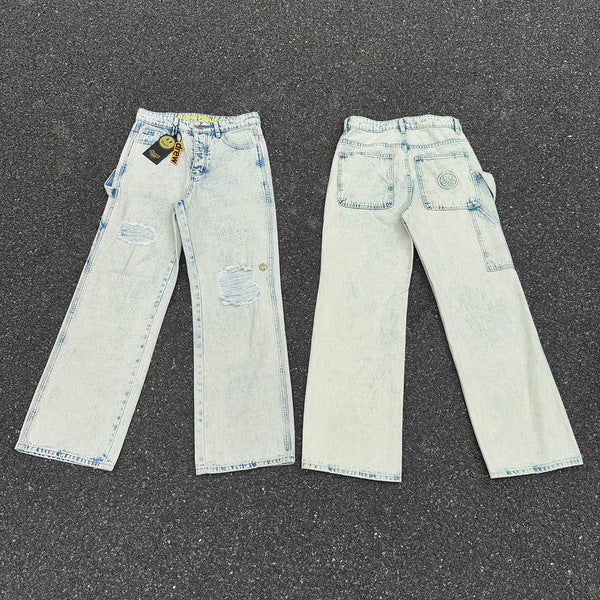 DREW house mini smiley face logging embroidery carpenter jeans unisex new top version