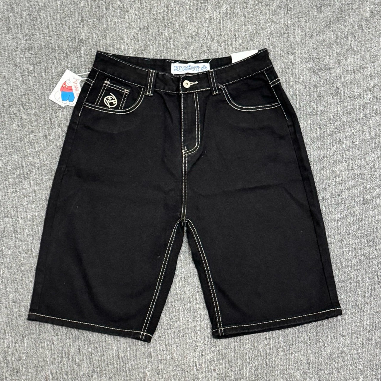 Bigboy Men Street Hip Hop Embroidered Denim Shorts High Quality Fashion Trendy American Style