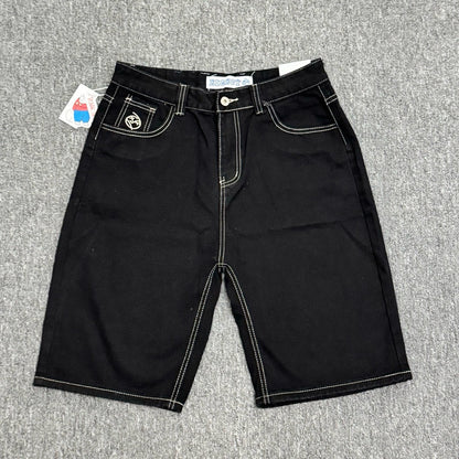 Bigboy Men Street Hip Hop Embroidered Denim Shorts High Quality Fashion Trendy American Style