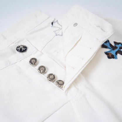 Chrome Hearts Cross Patchwork Distressed Jeans High Street Fashion for Men Women