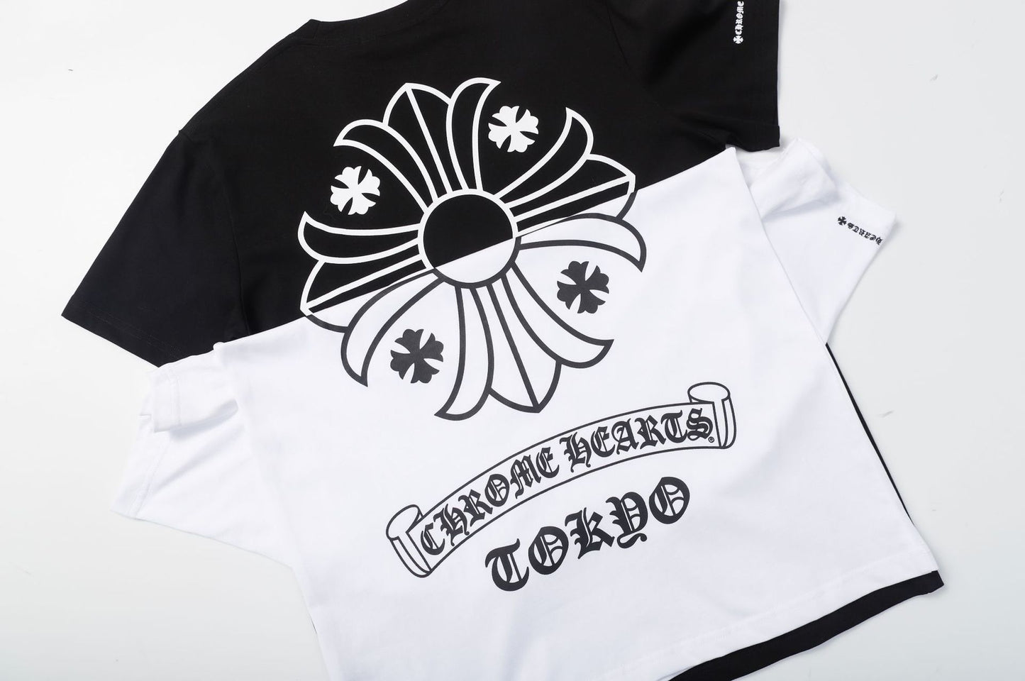 Chrome Hearts Scroll Cross Graphic Tee Collection Loose Fit Round Neck Short Sleeve Cotton T Shirt