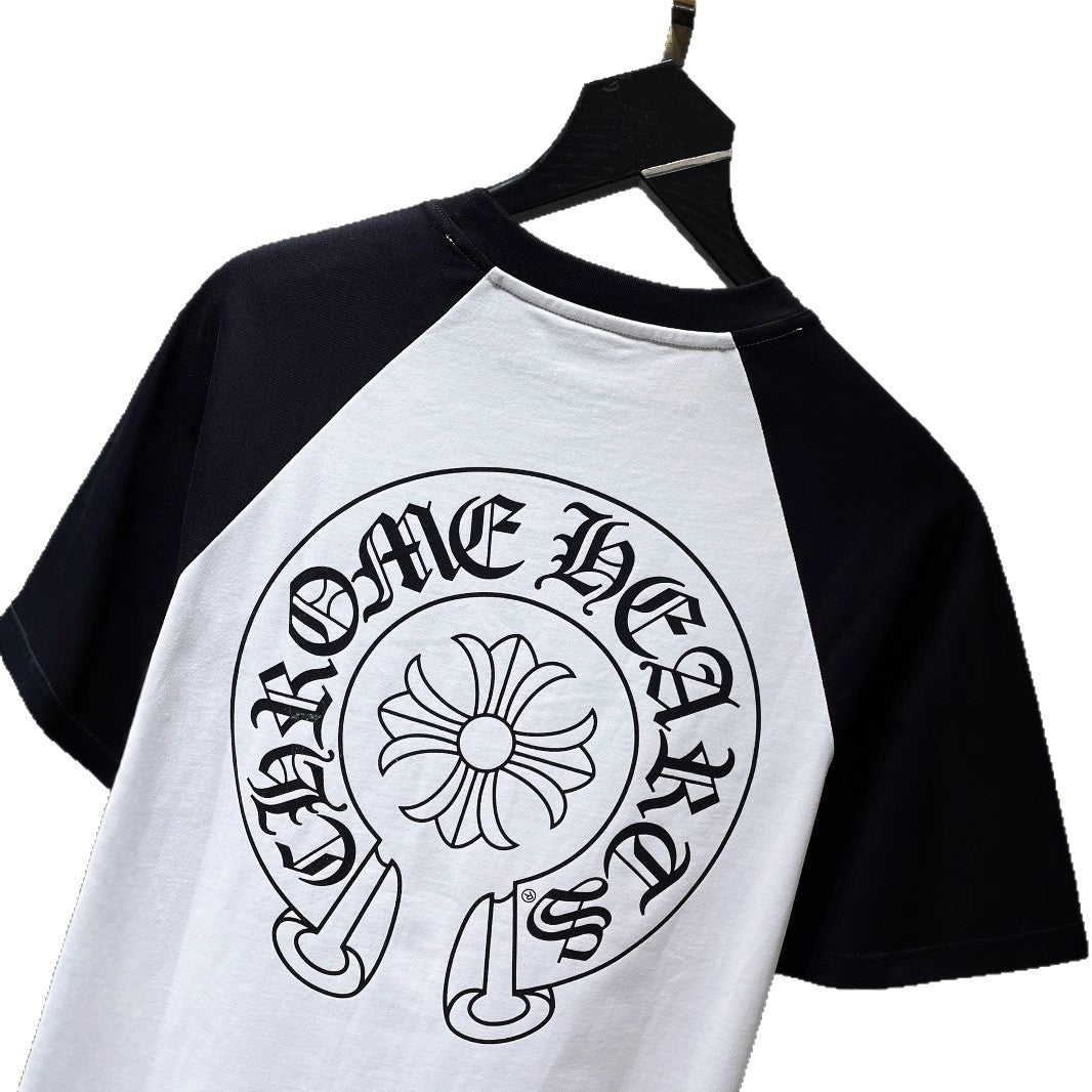 Chrome Hearts Cross Flower Sanskrit Patch Short Sleeve T-Shirt Unisex Streetwear