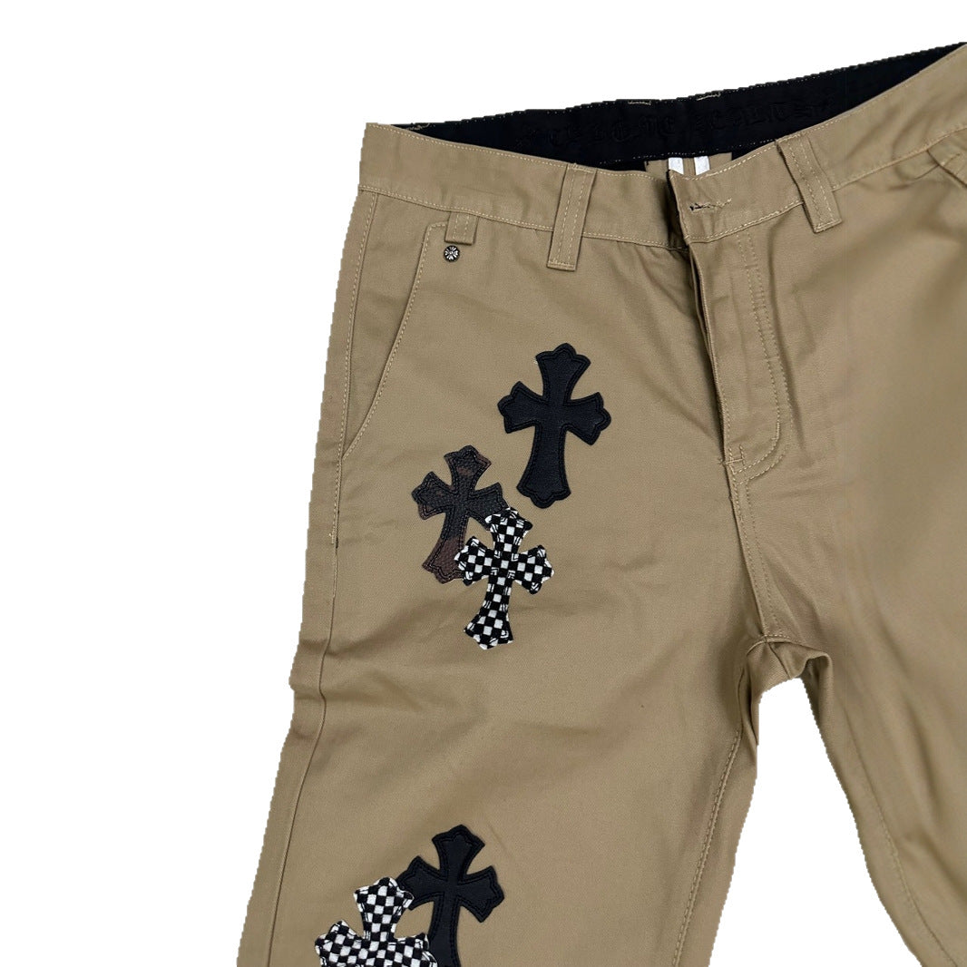 Edition Black White Zebra Stripe Cross Embroidery Straight Leg Vintage Washed Casual Jeans