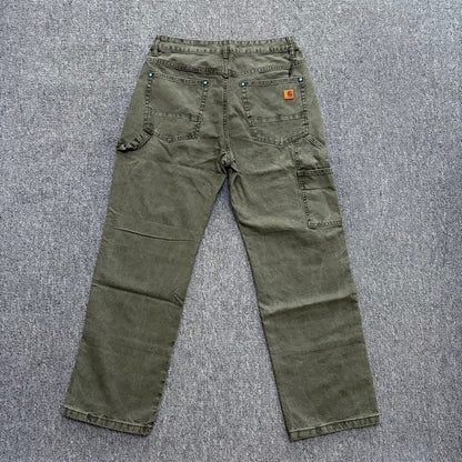 Carhartt B136 Vintage Washed Double Knee Logger Work Pants Straight Leg American Streetwear Retro Workwear