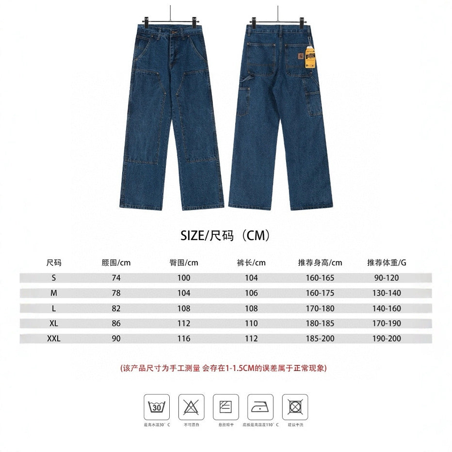Carhartt B17 Loose Fit Heavy Washed Denim Work Pants High Quality American Style Carpenter Jeans