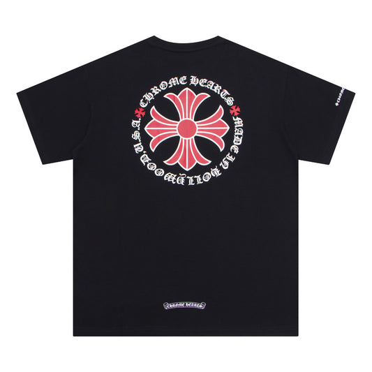 Chrome Hearts Colorful Cross Print Vintage Cotton T Shirt Streetwear Distressed Retro Style